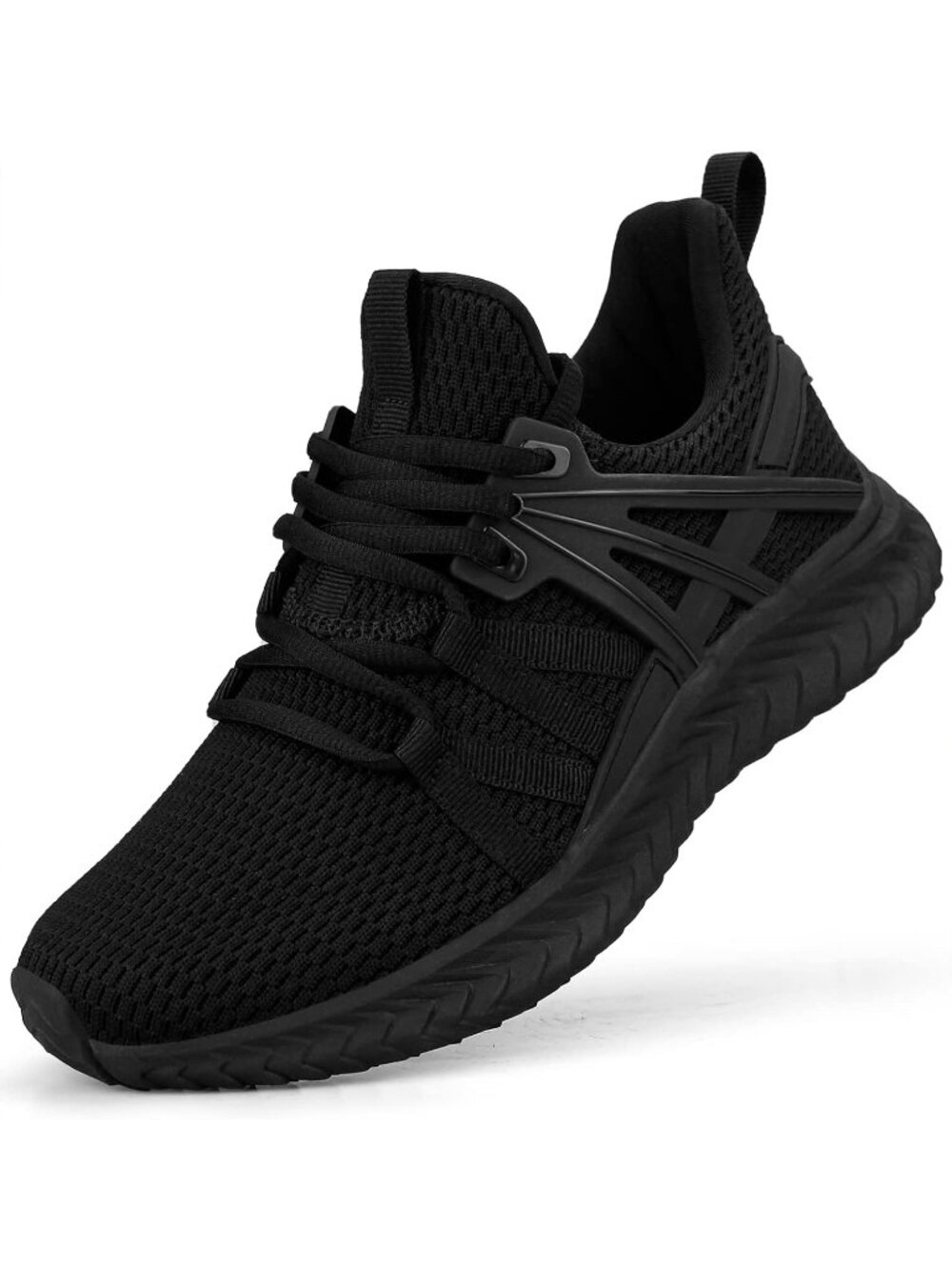 Women's Black Lightweight Mesh Running Walking Slip On Tennis Sneakers
